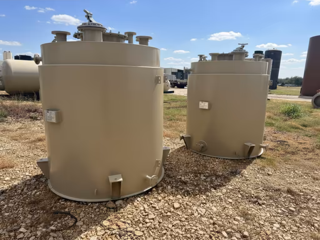 Two double-wall UL-142 storage tanks with emergency vents for NFPA-compliant fuel storage.